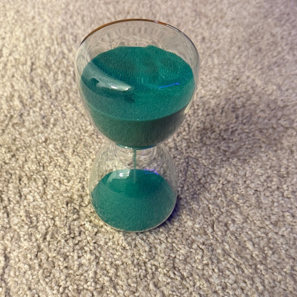 Glass Hourglass with Green Sand
